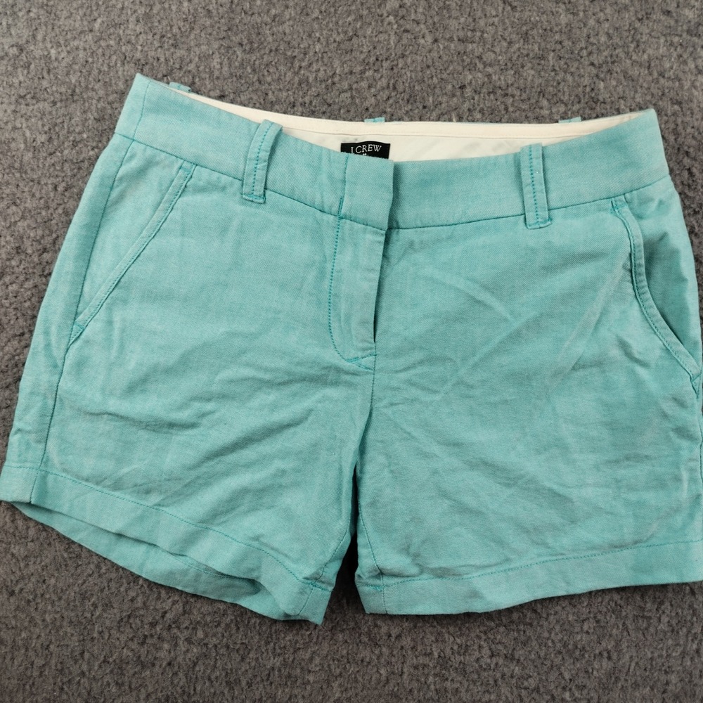 J.Crew Sz 00 City Fit Cotton Oxford Chino Shorts Aqua Turquoise Womens